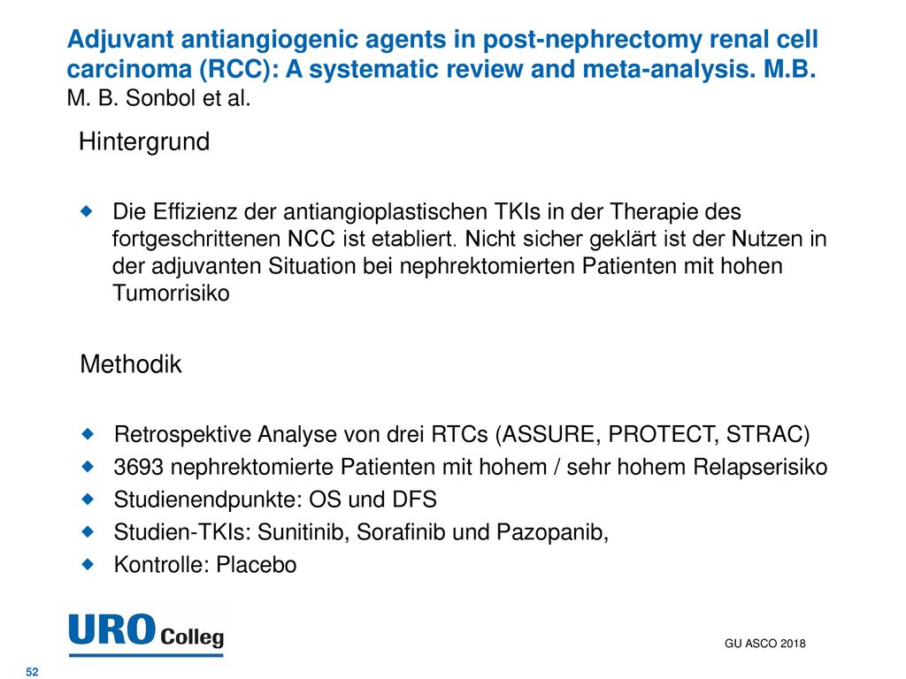 Adjuvant antiangiogenic agents in post-nephrectomy renal cell carcinoma (RCC): A systematic review and meta-analysis. M.B. M. B. Sonbol et al.