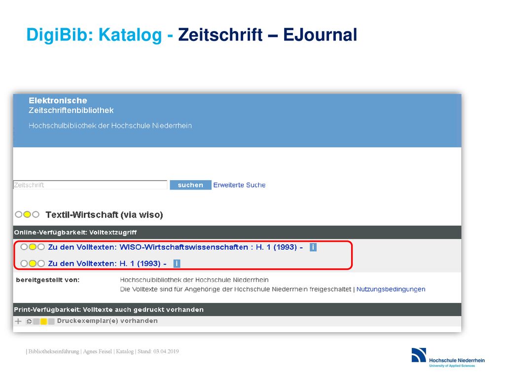 DigiBib: Katalog - Zeitschrift – EJournal