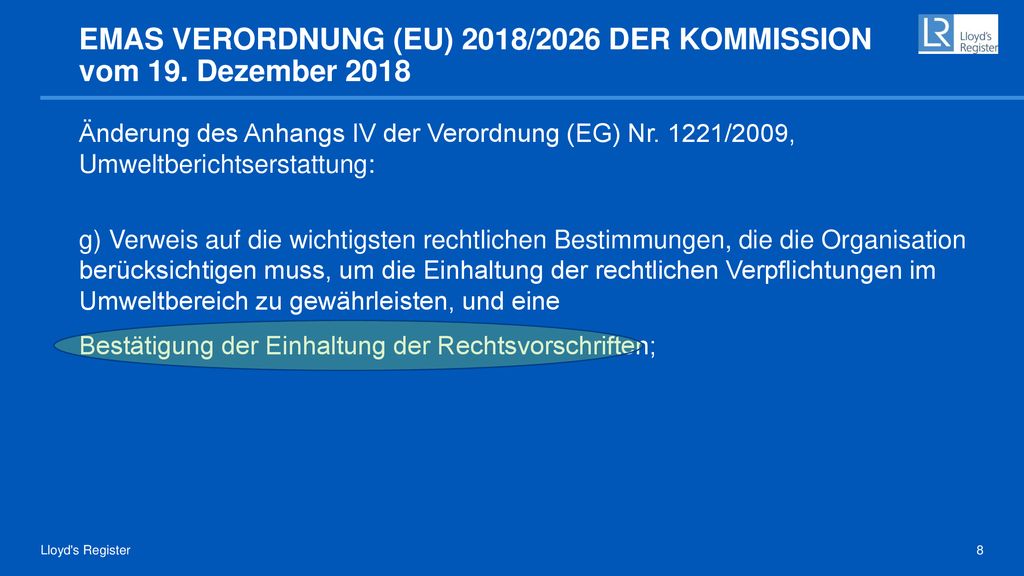 EMAS VERORDNUNG (EU) 2018/2026 DER KOMMISSION vom 19. Dezember 2018