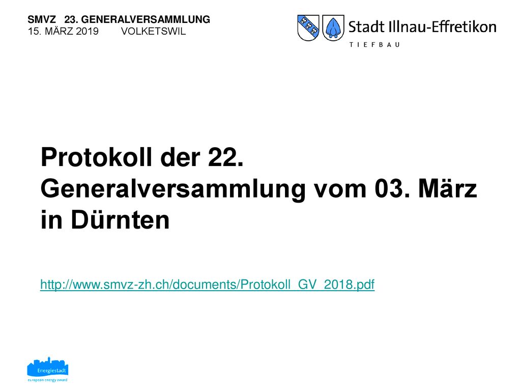 Protokoll der 22. Generalversammlung vom 03. März in Dürnten