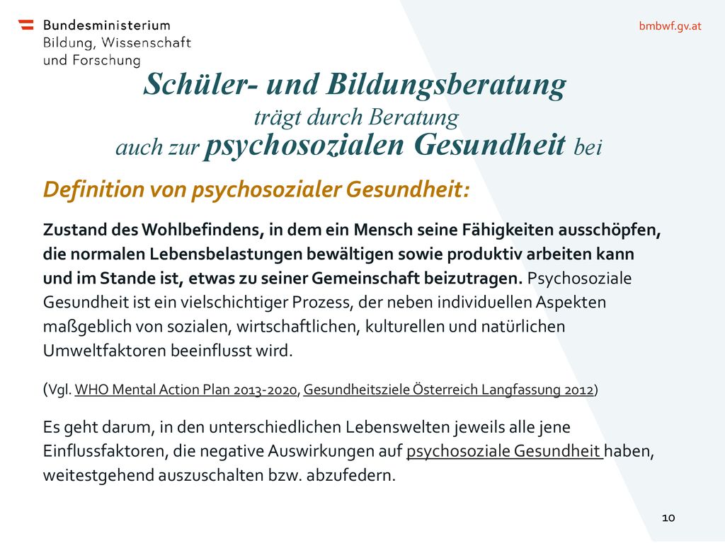 Schüler- und Bildungsberatung trägt durch Beratung auch zur psychosozialen Gesundheit bei