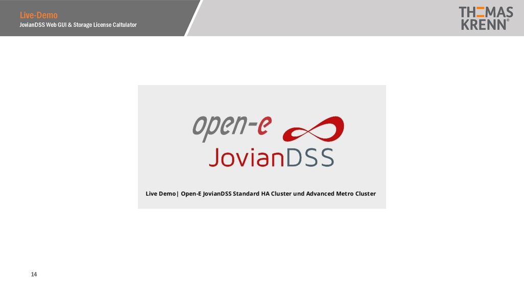 Live-Demo JovianDSS Web GUI & Storage License Caltulator