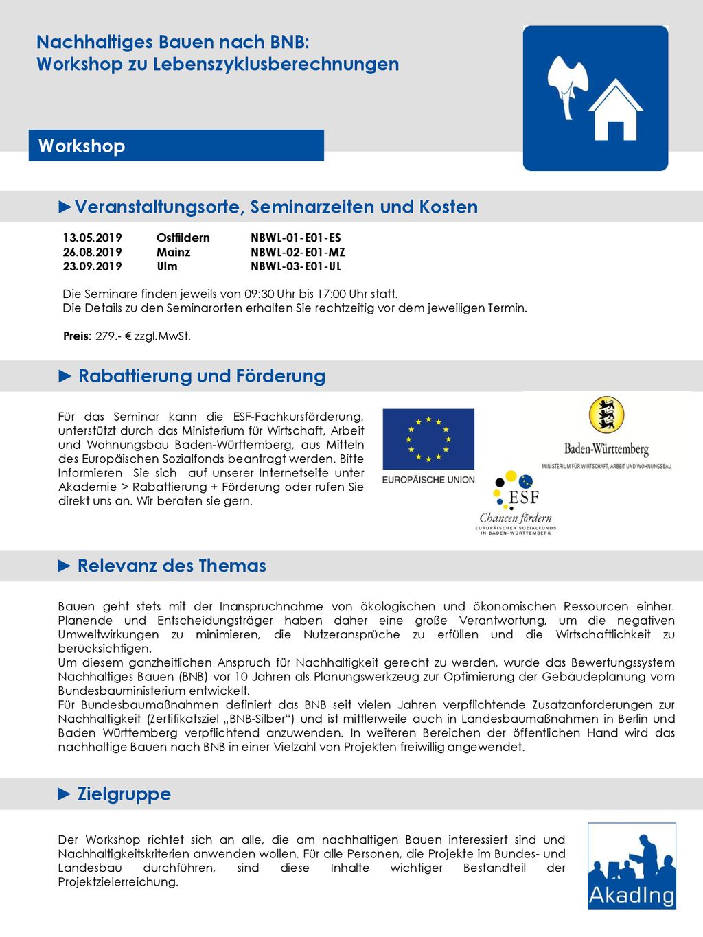 Nachhaltiges Bauen nach BNB: Workshop zu Lebenszyklusberechnungen