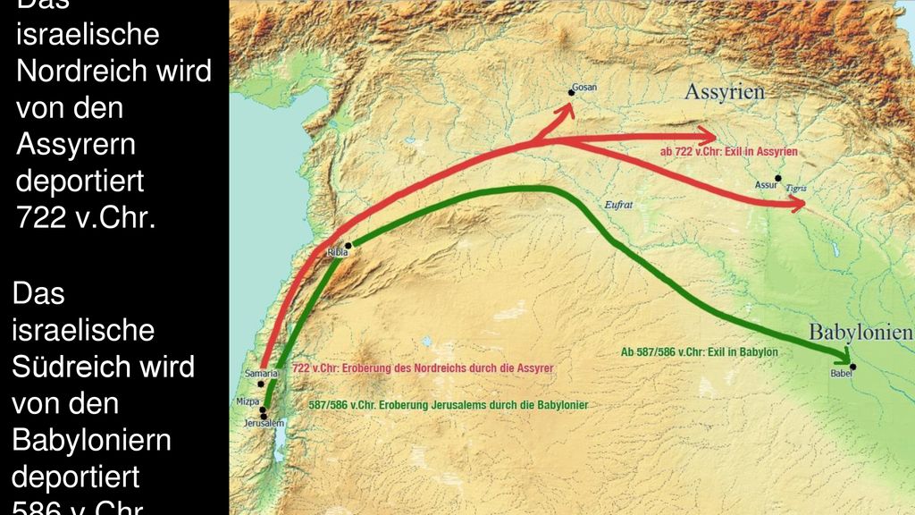 Das israelische Nordreich wird von den Assyrern deportiert 722 v.Chr.