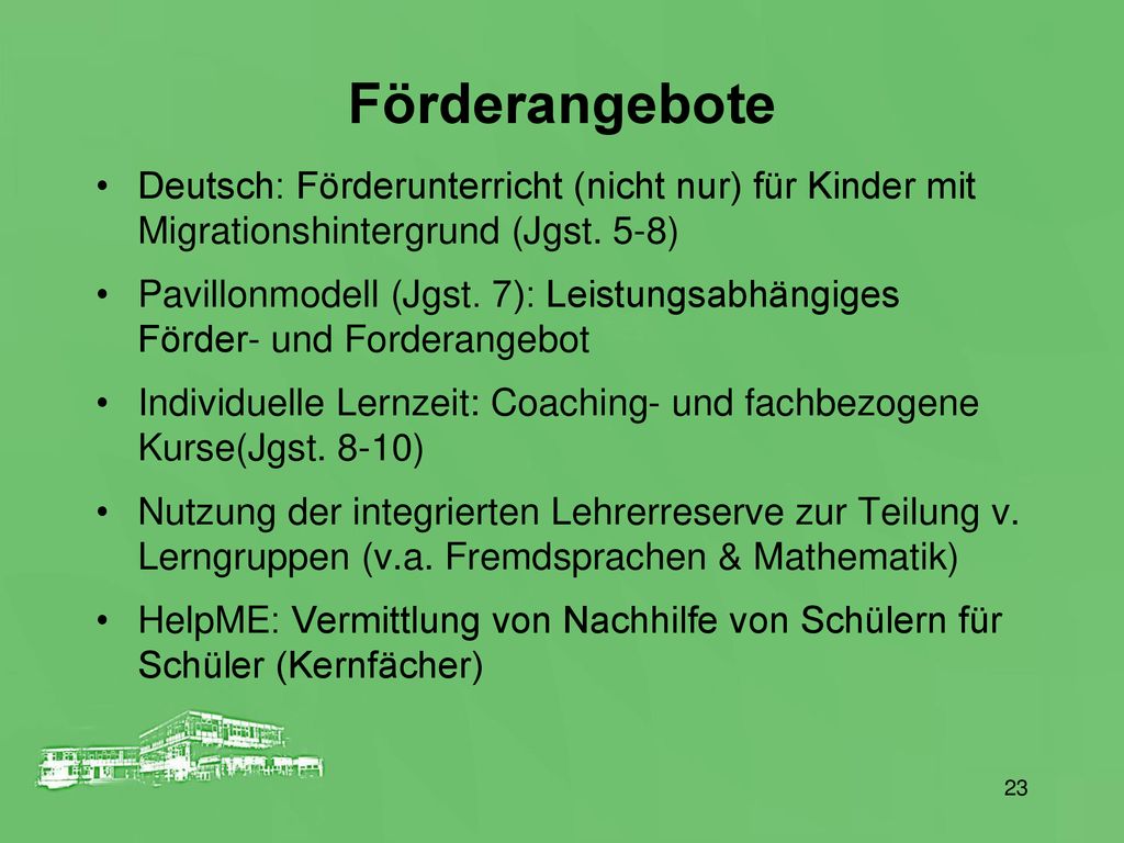 Förderangebote Deutsch: Förderunterricht (nicht nur) für Kinder mit Migrationshintergrund (Jgst. 5-8)
