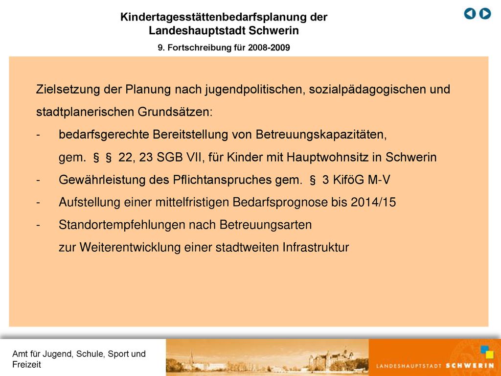 Kindertagesstättenbedarfsplanung der Landeshauptstadt Schwerin