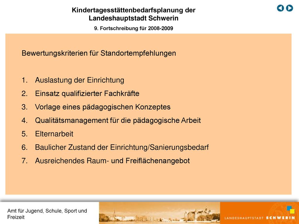 Kindertagesstättenbedarfsplanung der Landeshauptstadt Schwerin