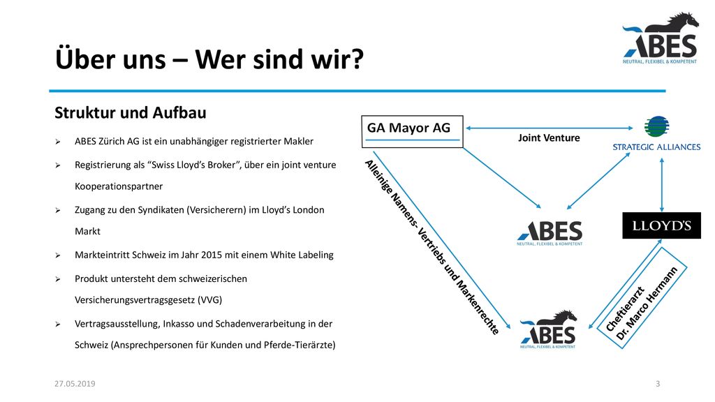 Über uns – Wer sind wir Struktur und Aufbau GA Mayor AG Joint Venture