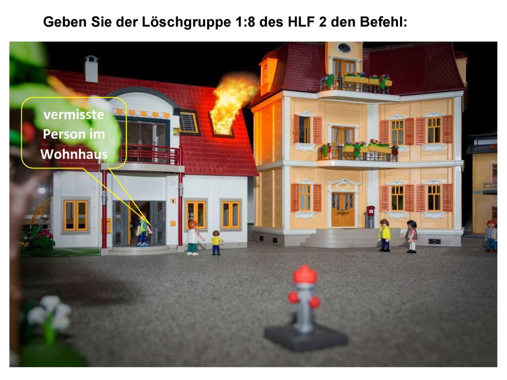 Geben Sie der Löschgruppe 1:8 des HLF 2 den Befehl: