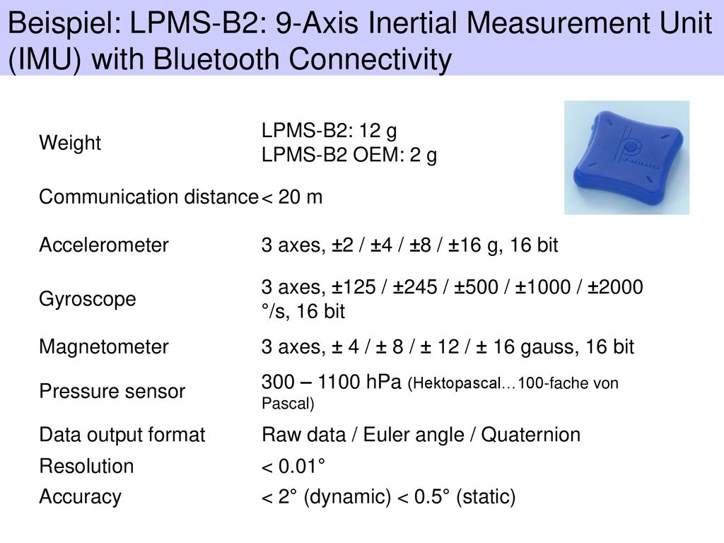 Beispiel: LPMS-B2: 9-Axis Inertial Measurement Unit (IMU) with Bluetooth Connectivity