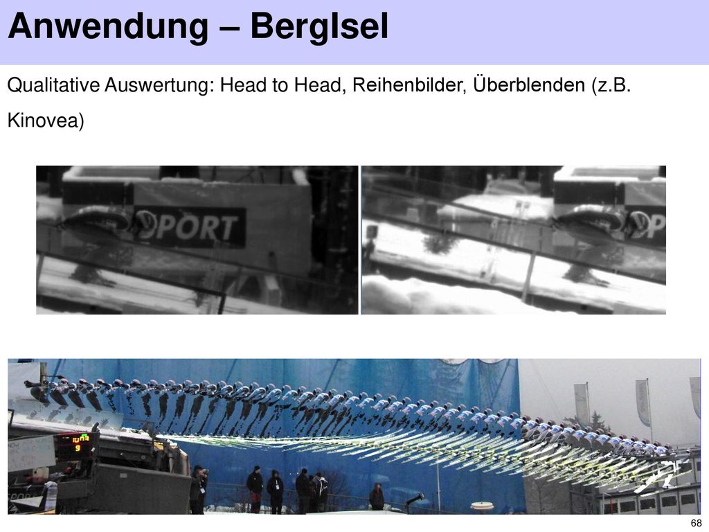 Anwendung – BergIsel Qualitative Auswertung: Head to Head, Reihenbilder, Überblenden (z.B. Kinovea)