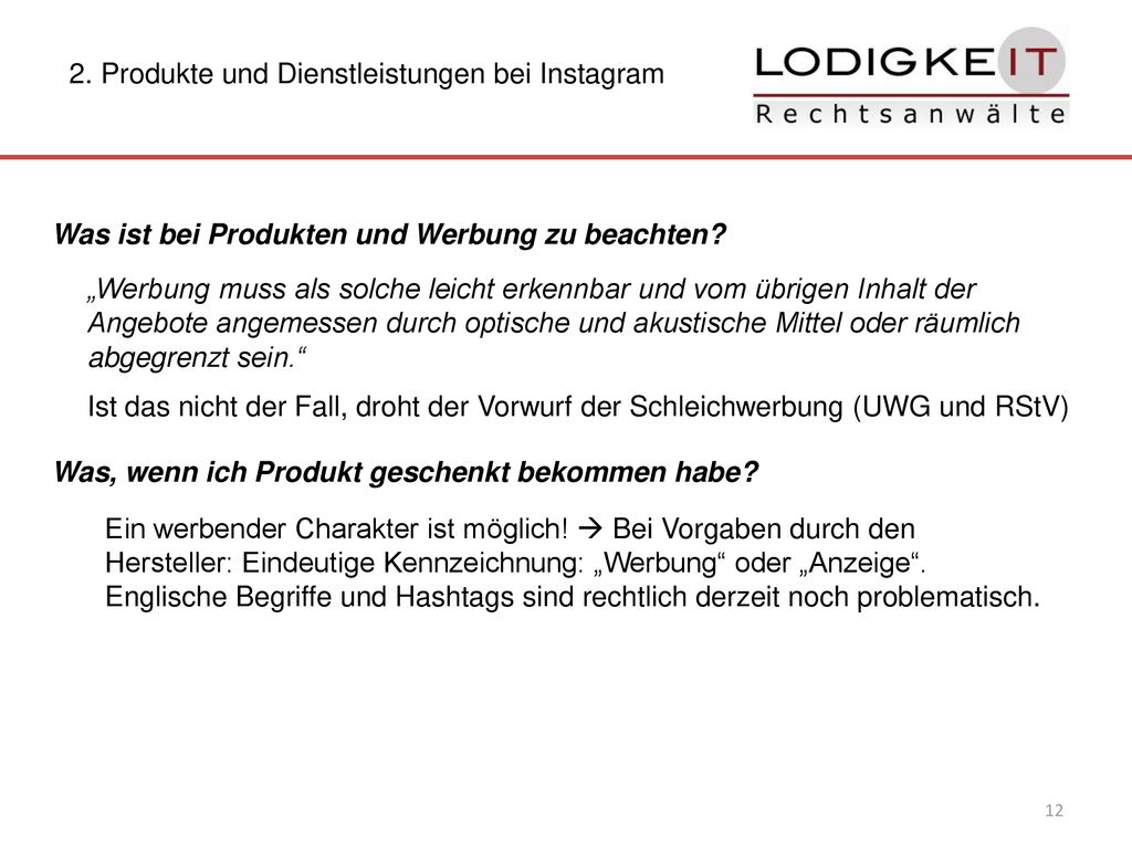 2. Produkte und Dienstleistungen bei Instagram