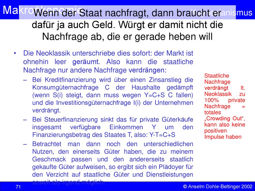 Wenn der Staat nachfragt, dann braucht er dafür ja auch Geld