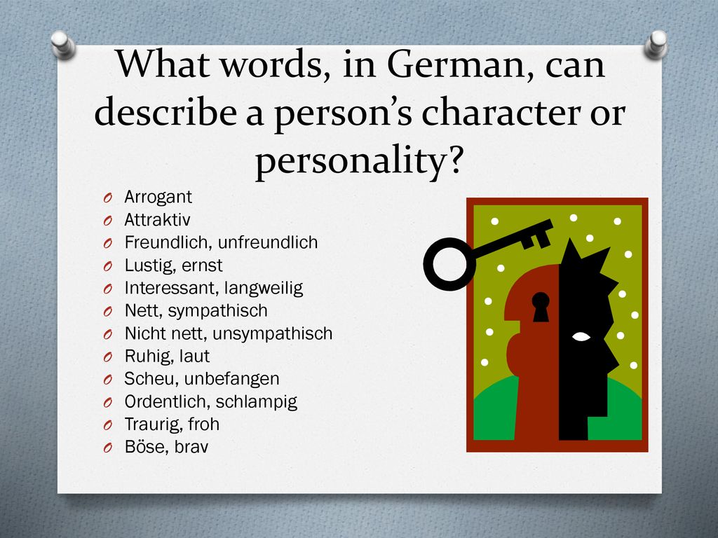What words, in German, can describe a person’s character or personality