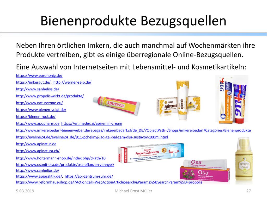 Bienenprodukte Bezugsquellen