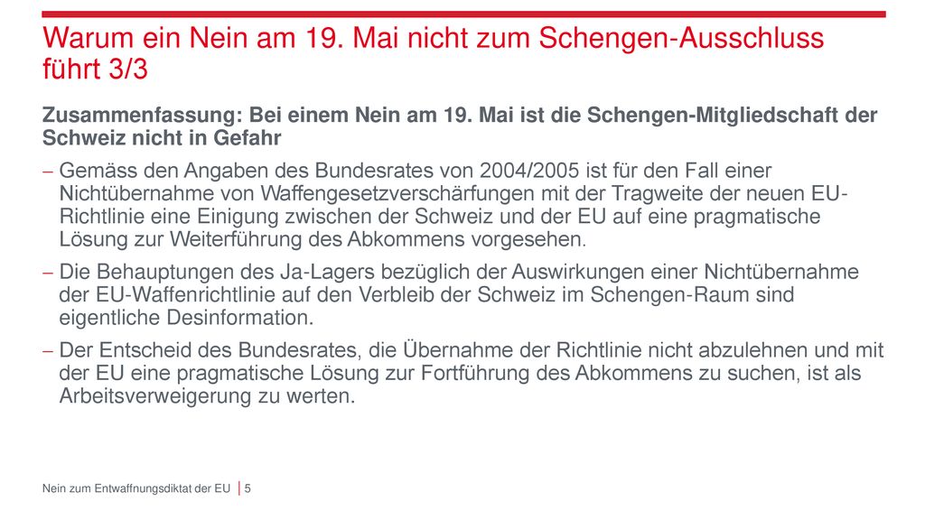Warum ein Nein am 19. Mai nicht zum Schengen-Ausschluss führt 3/3