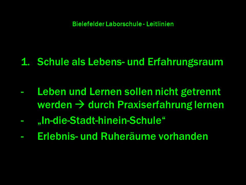 Bielefelder Laborschule - Leitlinien