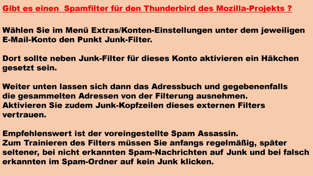 Gibt es einen Spamfilter für den Thunderbird des Mozilla-Projekts