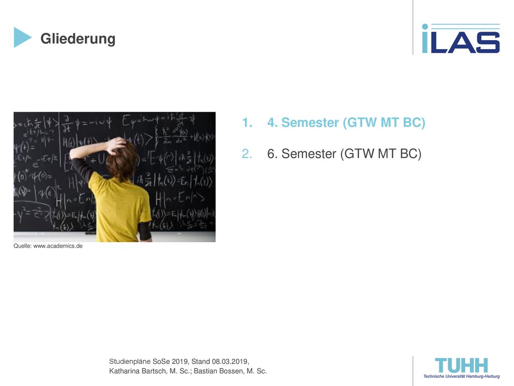 Gliederung 4. Semester (GTW MT BC) 6. Semester (GTW MT BC)