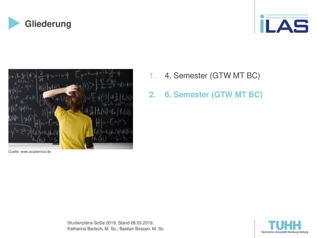 Gliederung 4. Semester (GTW MT BC) 6. Semester (GTW MT BC)