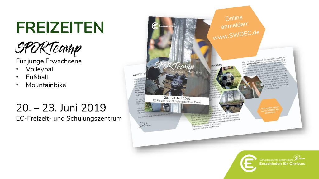 FREIZEITEN SPORTcamp 20. – 23. Juni 2019 Für junge Erwachsene