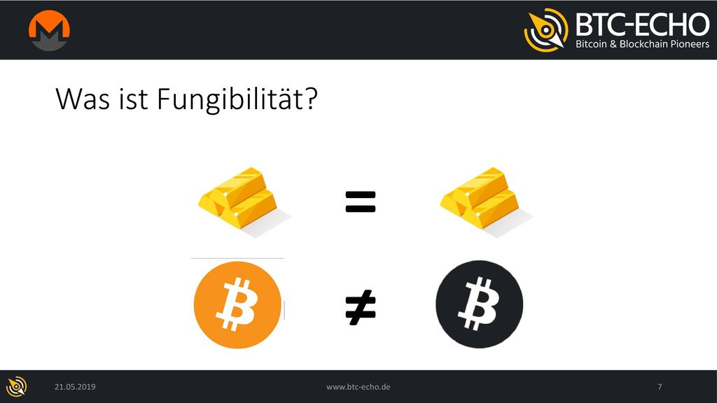= ≠ Was ist Fungibilität Anderes Beispiel als Bitcoin: Diamanten