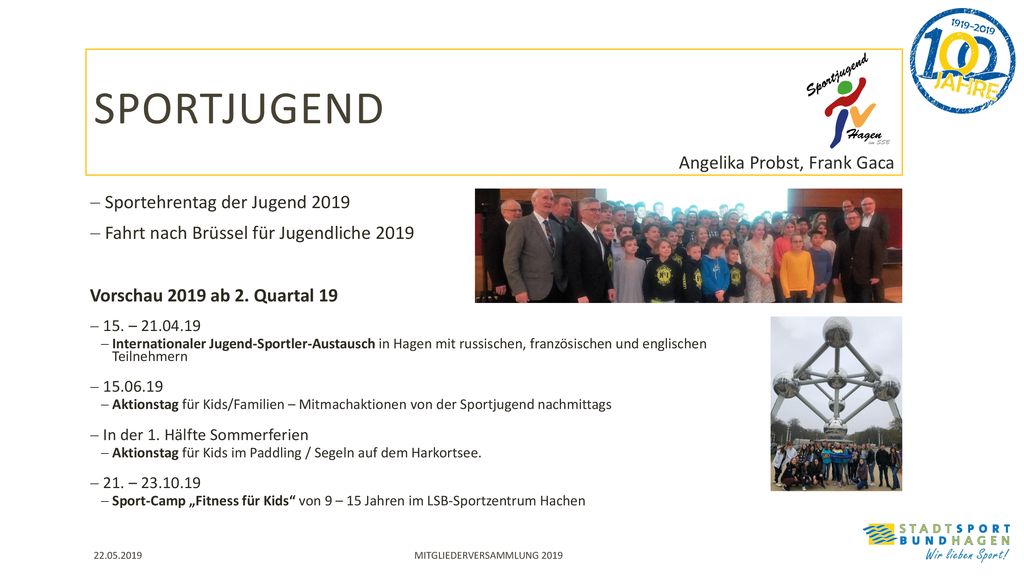 Sportjugend Angelika Probst, Frank Gaca Sportehrentag der Jugend 2019