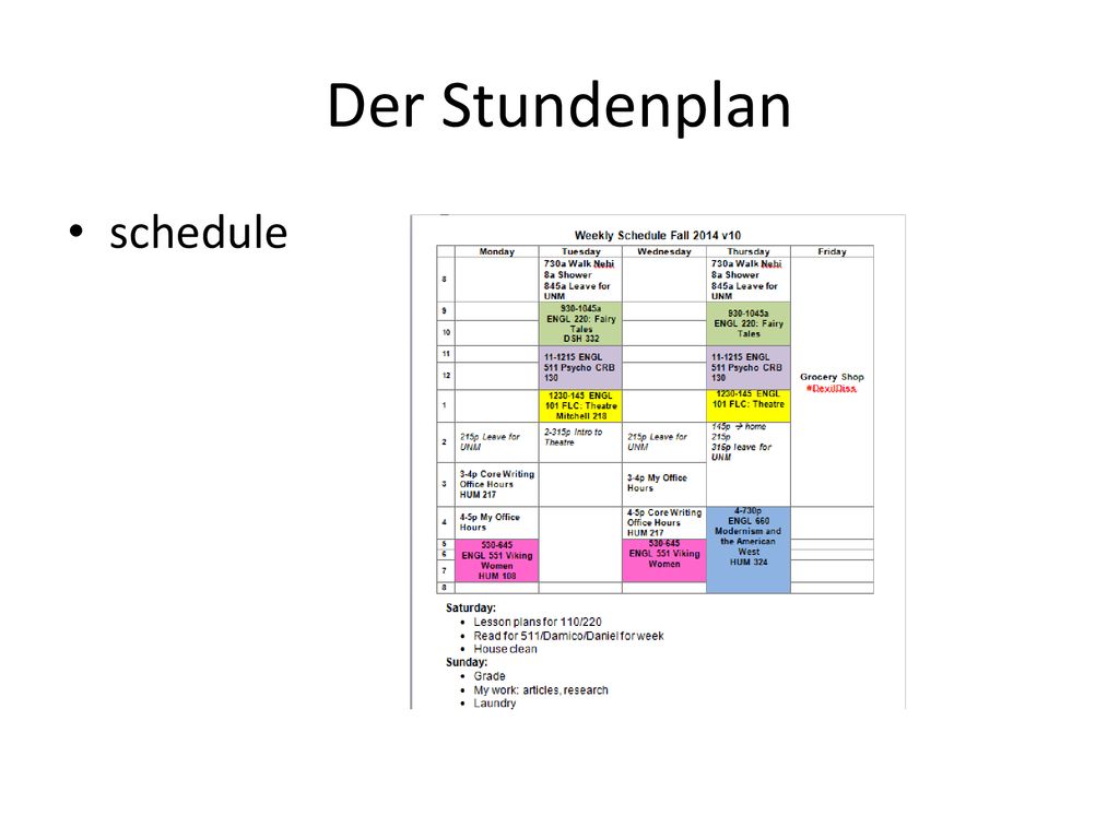 Der Stundenplan schedule