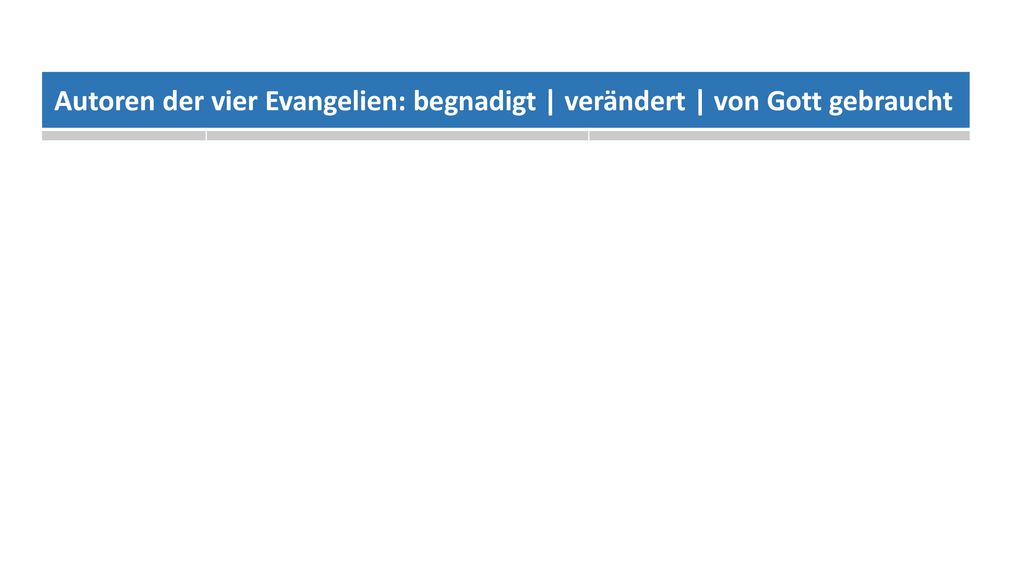 Autoren der vier Evangelien: begnadigt | verändert | von Gott gebraucht