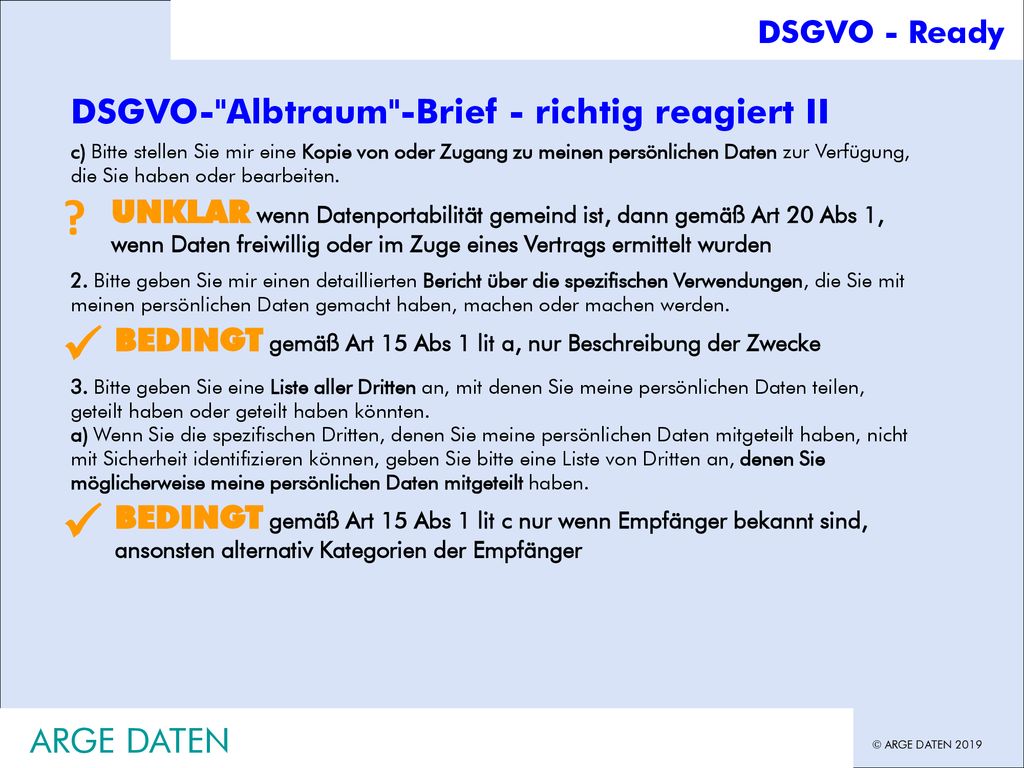  DSGVO- Albtraum -Brief - richtig reagiert II ARGE DATEN