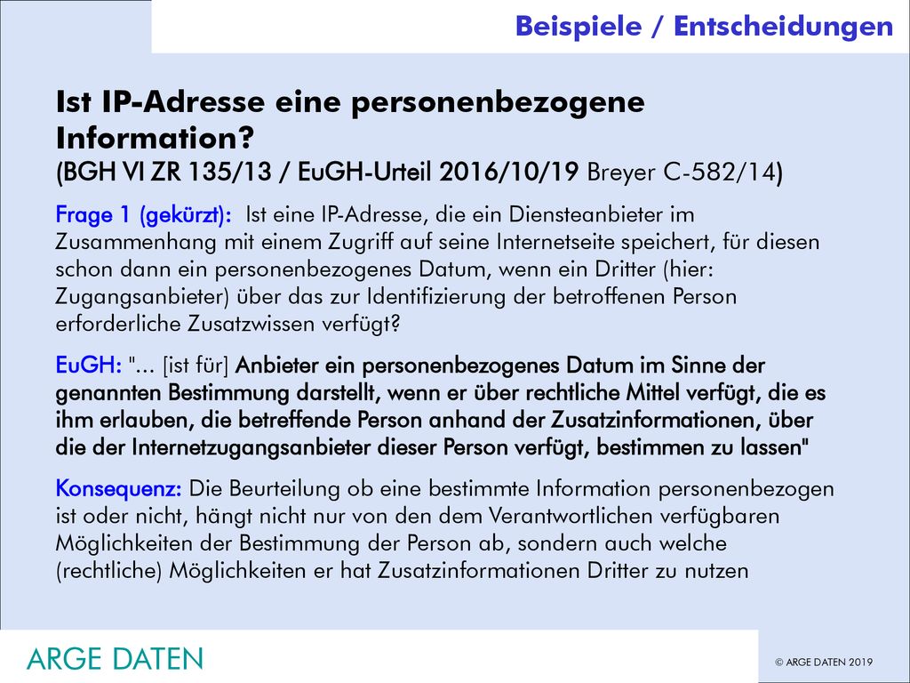 Inhouse Schulung Beispiele / Entscheidungen. Hans G. Zeger, Datenschutz Grundlagen.