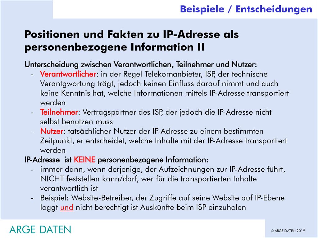 Inhouse Schulung Beispiele / Entscheidungen. Hans G. Zeger, Datenschutz Grundlagen.