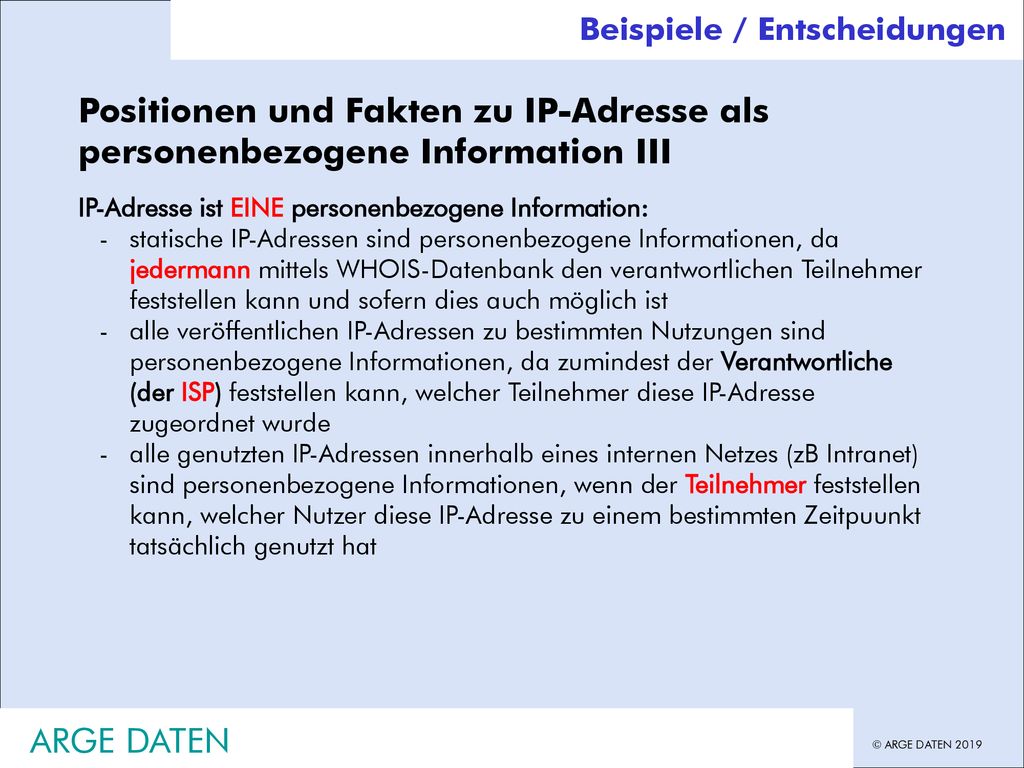 Inhouse Schulung Beispiele / Entscheidungen. Hans G. Zeger, Datenschutz Grundlagen.