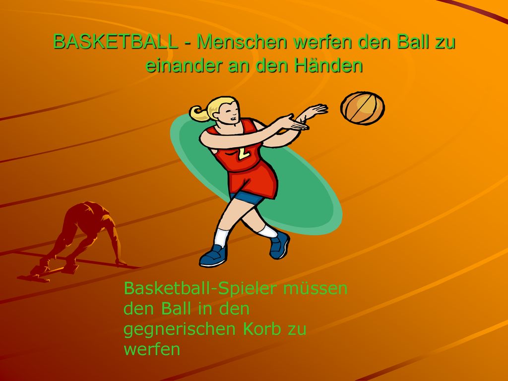 BASKETBALL - Menschen werfen den Ball zu einander an den Händen