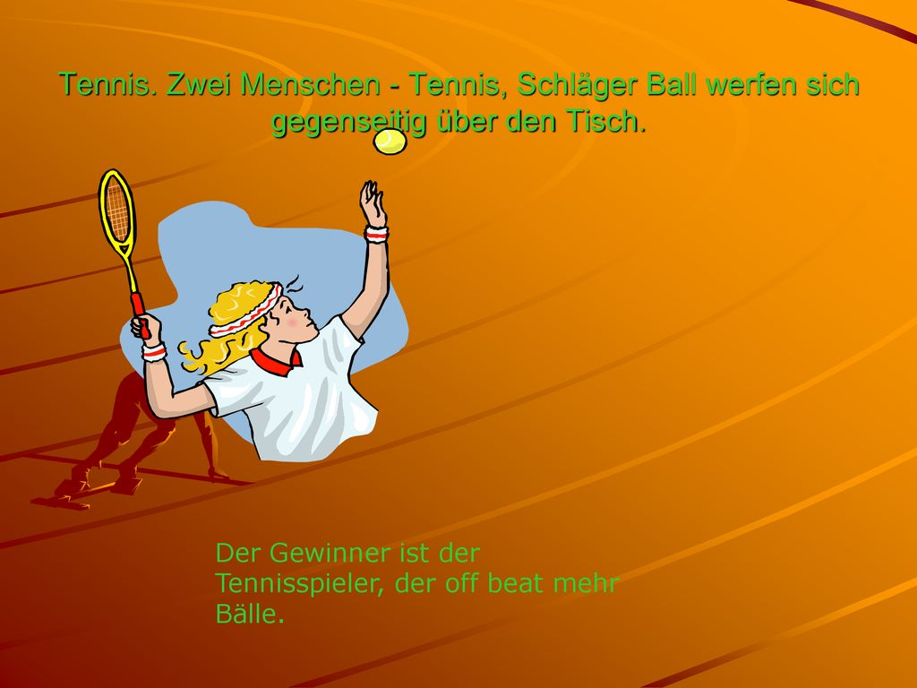 Tennis. Zwei Menschen - Tennis, Schläger Ball werfen sich gegenseitig über den Tisch.