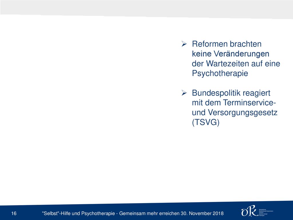 Reformen brachten keine Veränderungen der Wartezeiten auf eine Psychotherapie