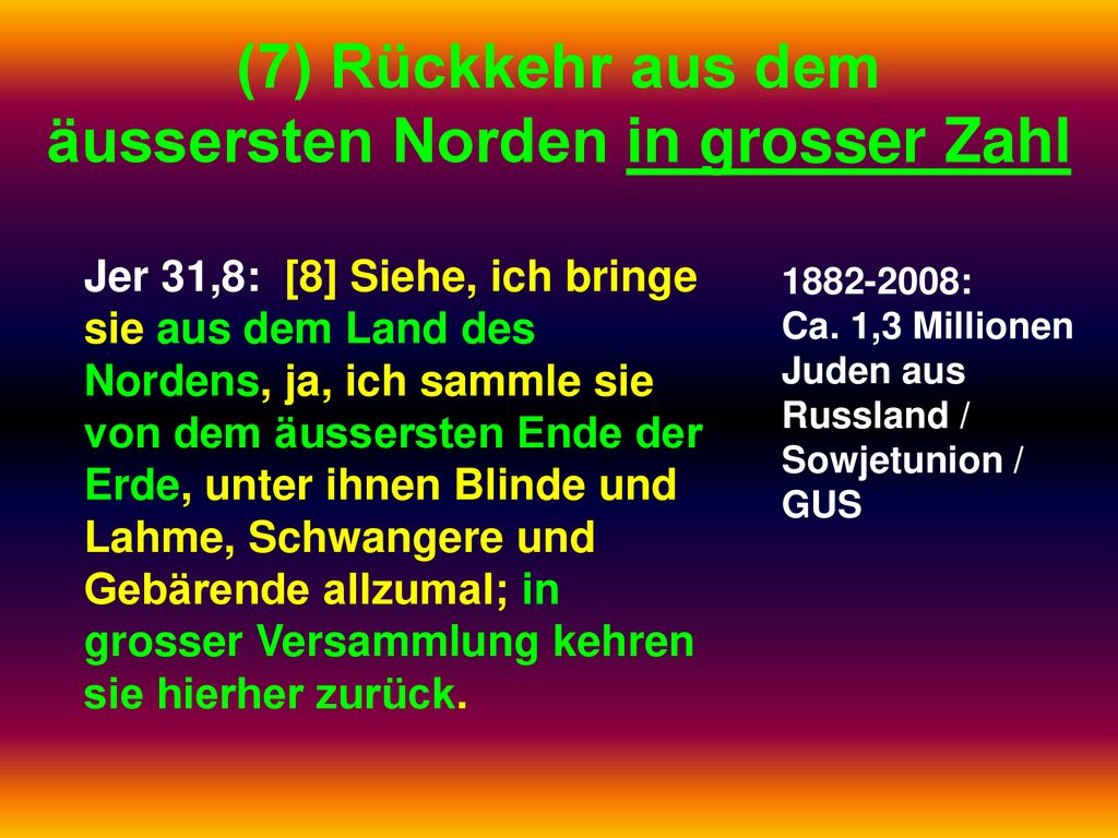 (7) Rückkehr aus dem äussersten Norden in grosser Zahl