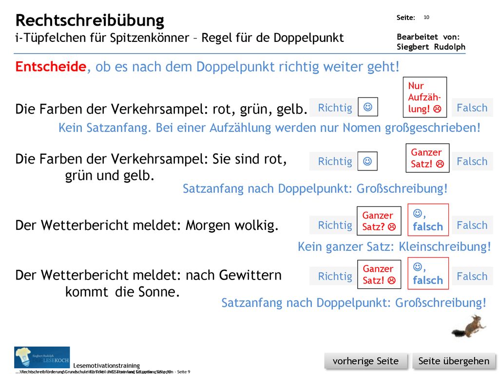Rechtschreibübung i-Tüpfelchen für Spitzenkönner – Regel für de Doppelpunkt. Doppelpunkt.