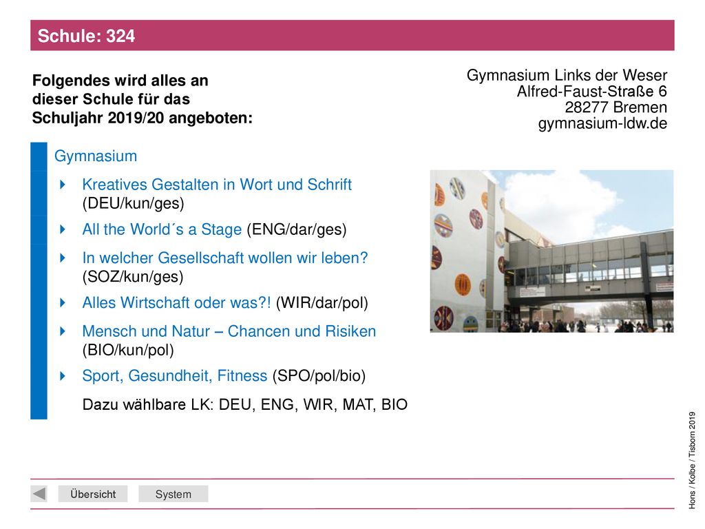 Schule: 324 Gymnasium Links der Weser Alfred-Faust-Straße Bremen gymnasium-ldw.de. Gymnasium.