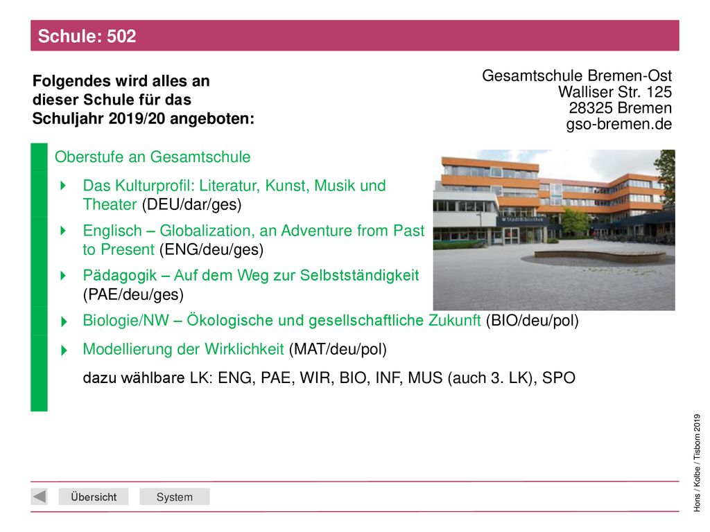 Schule: 502 Gesamtschule Bremen-Ost Walliser Str Bremen gso-bremen.de. Oberstufe an Gesamtschule.