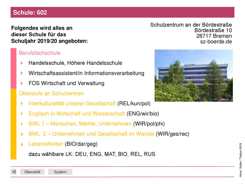 Schule: 602 Schulzentrum an der Bördestraße Bördestraße Bremen sz-boerde.de. Berufsfachschule.