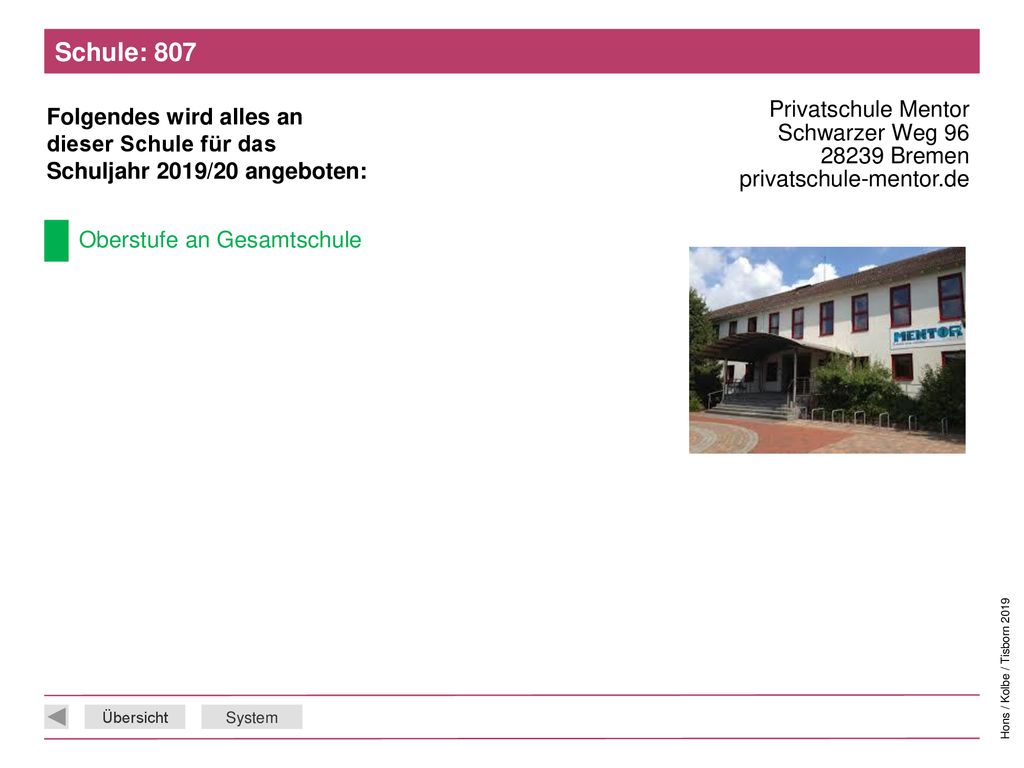 Schule: 807 Privatschule Mentor Schwarzer Weg Bremen privatschule-mentor.de.