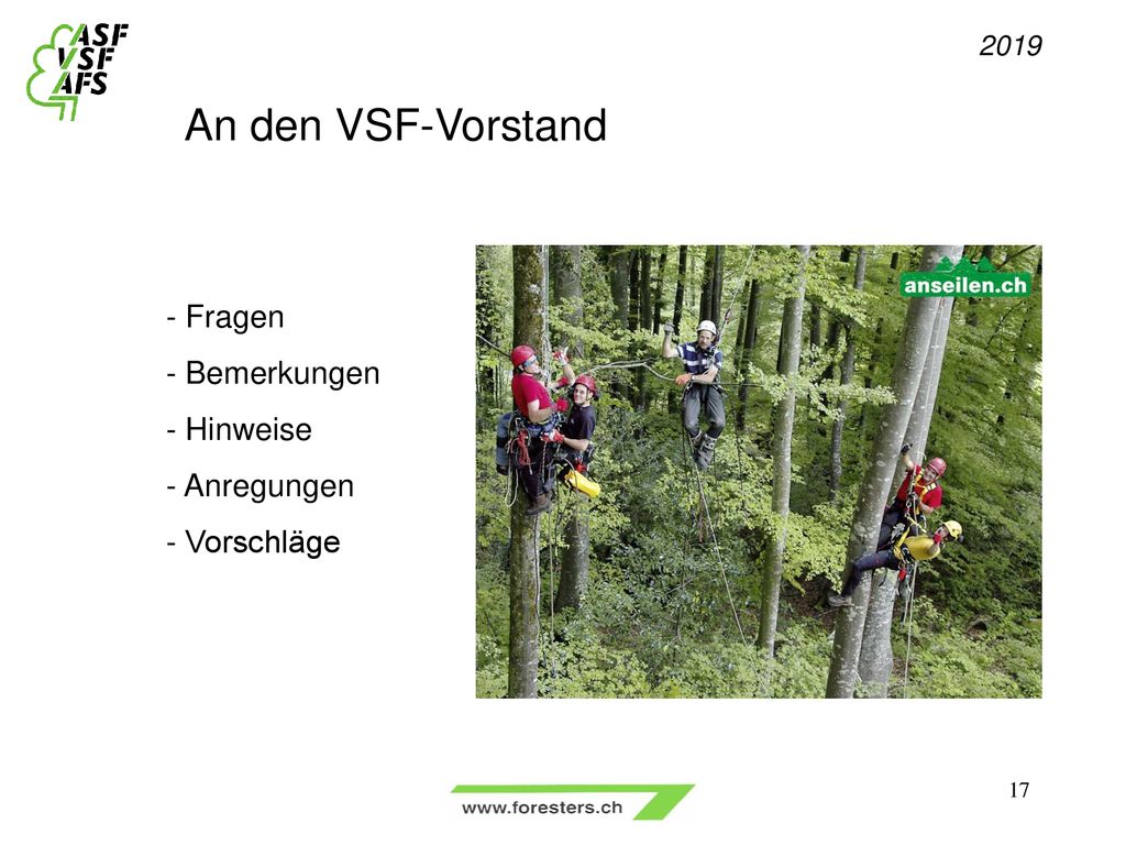 An den VSF-Vorstand - Fragen - Bemerkungen - Hinweise - Anregungen