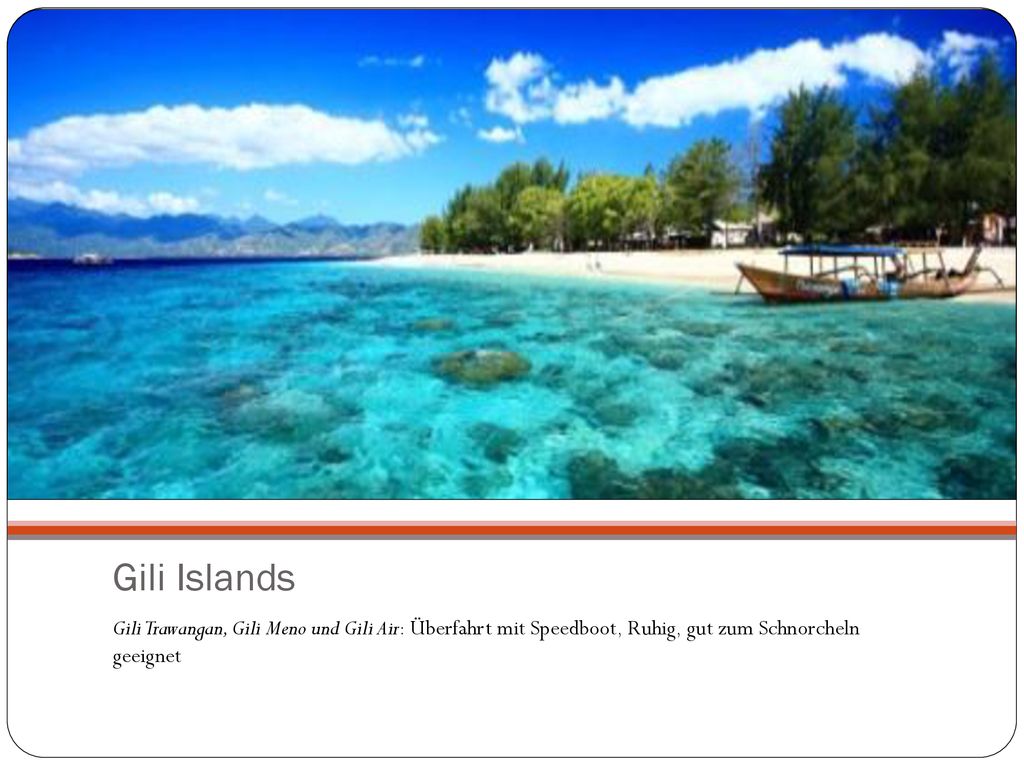 Gili Islands ­Gili Trawangan, Gili Meno und Gili Air: Überfahrt mit Speedboot, Ruhig, gut zum Schnorcheln geeignet.
