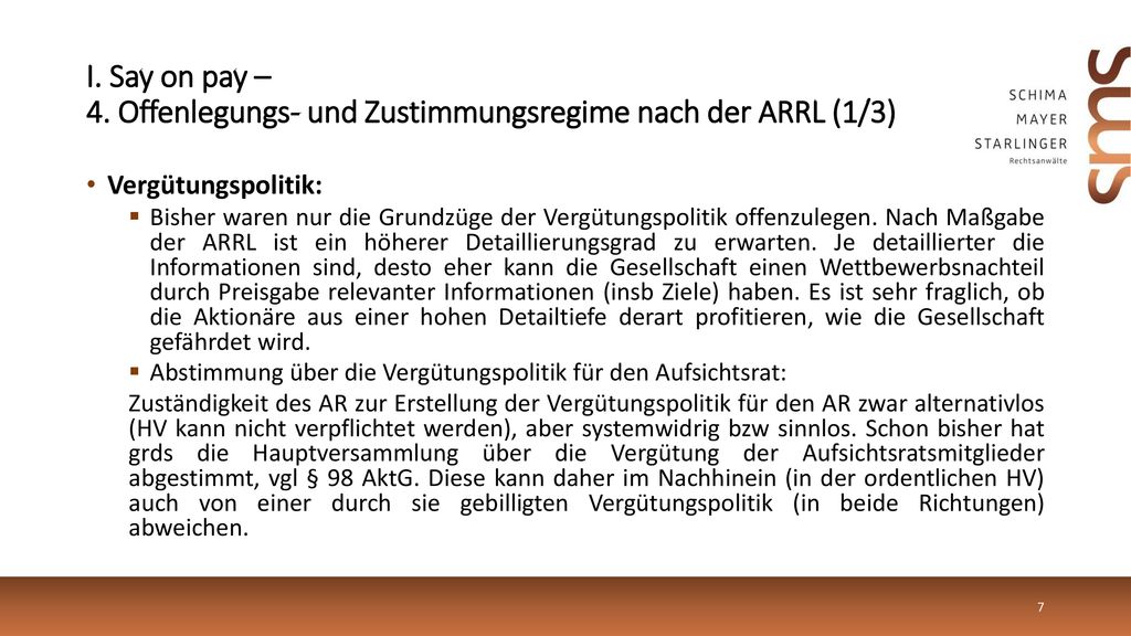 I. Say on pay – 4. Offenlegungs- und Zustimmungsregime nach der ARRL (1/3)
