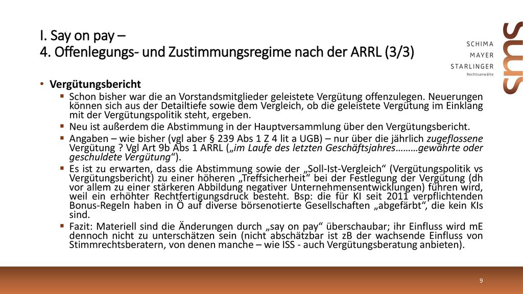 I. Say on pay – 4. Offenlegungs- und Zustimmungsregime nach der ARRL (3/3)