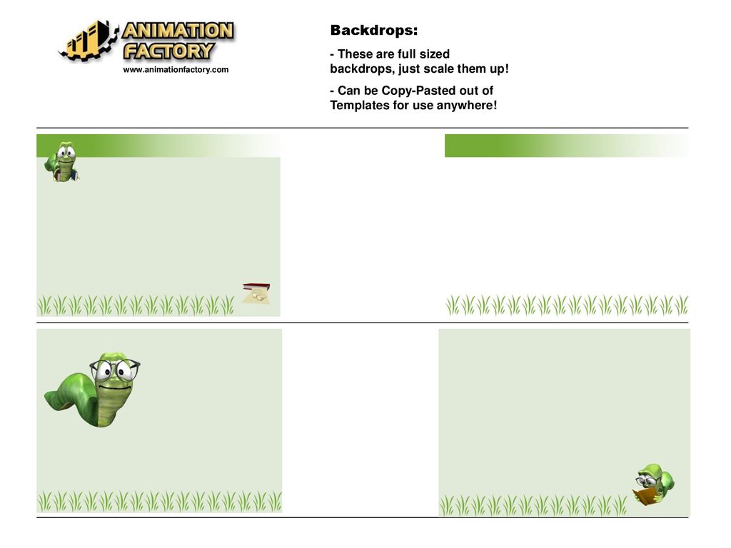 Backdrops: - These are full sized backdrops, just scale them up!