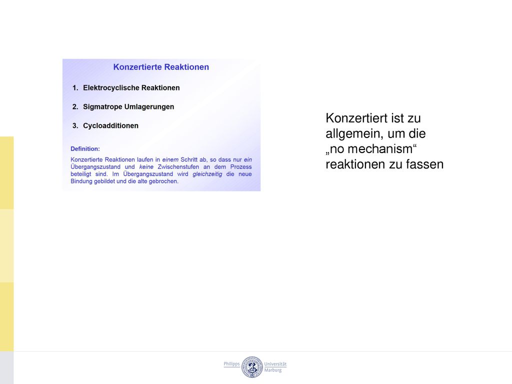 Konzertiert ist zu allgemein, um die „no mechanism reaktionen zu fassen