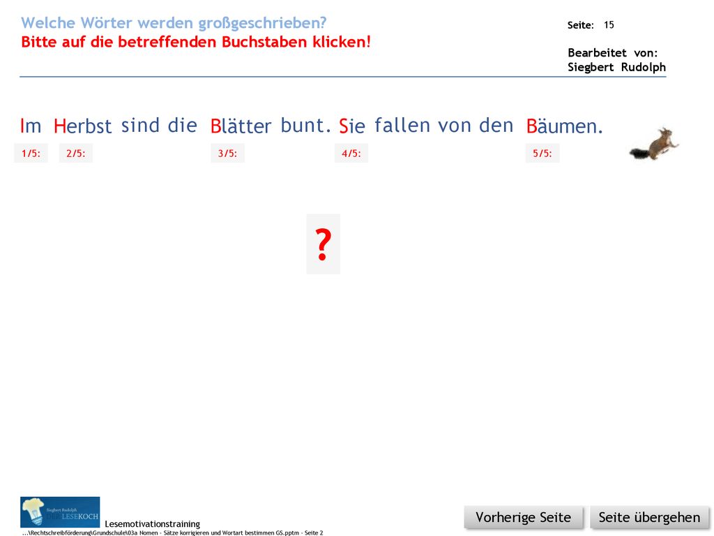 Im im herbst sind die blätter bunt. sie fallen von den bäumen.