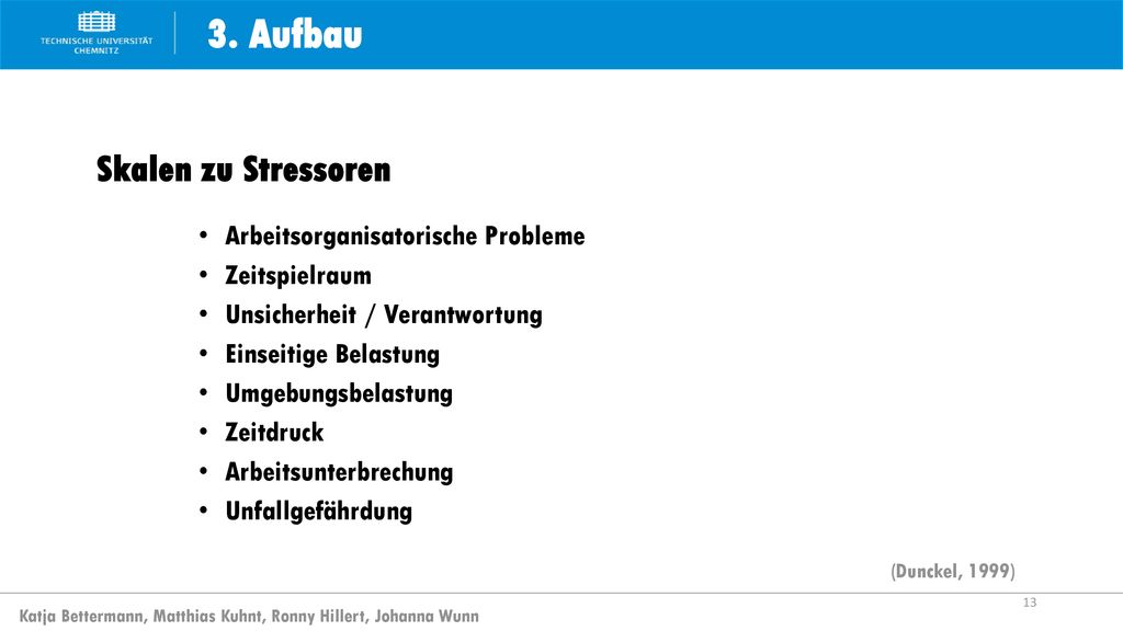 3. Aufbau Skalen zu Stressoren Arbeitsorganisatorische Probleme